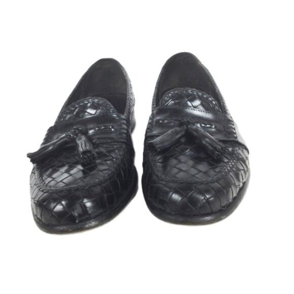 Cole Haan Bragano 9.5 N M Made in Italy Woven Black Tassel Loafers Mens Designer - Picture 6 of 11